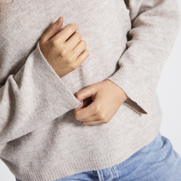 Basic knit sweater "Cathrine" Beige Melange